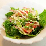 胡麻ドレ/マヨで　サラダ菜とシーサラダと葱のサラダ